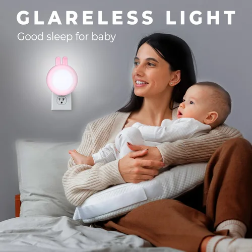 Vista 2 de SATONA Luz nocturna de conejo, bonita luz nocturna LED de conejo para habitaciones de niños, pasillos y decoración de fiestas, diseño de pared Rosa