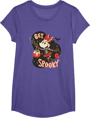 Vista 19 de Disney Disfraz de esqueleto de Minnie Mouse para Halloween, camiseta espeluznante Negro