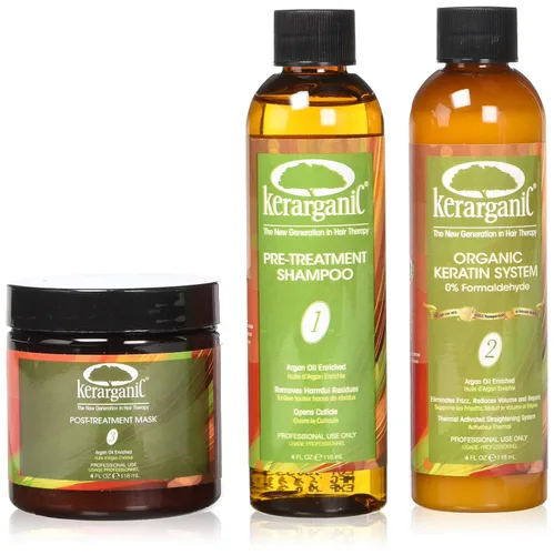 Vista 4 de KERARGANIC - Juego de tratamiento de queratina orgánica sin formaldehído - Ingredientes naturales de 2 onzas para cabello liso y sedoso complejo