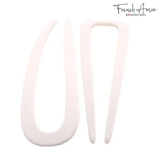 Vista 8 de French Amie Slick Ivory - Pin de pelo hecho a mano con acetato de celulosa en U (marfil)
