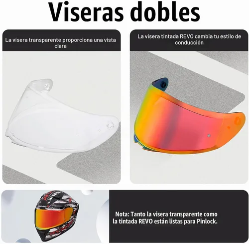 Vista 2 de SR6 Casco de motocicleta de cara completa aprobado por DOT para adultos de carreras