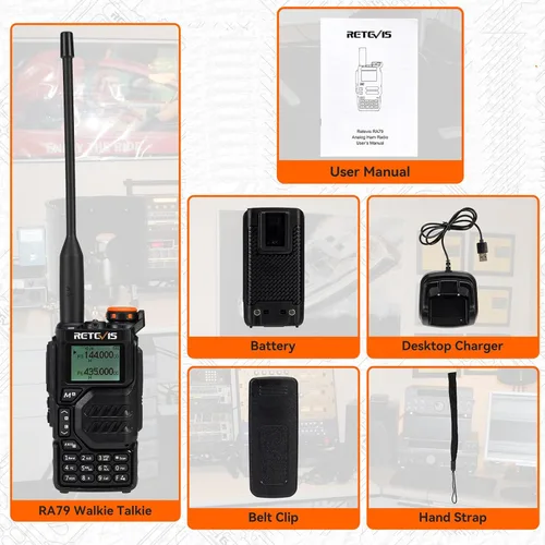 Vista 7 de Retevis RA79 (actualización para radio Jamón UV 5R 3rd), radio bidireccional de doble banda, soporte Chirp, NOAA, radio AM/FM portátil, Walkie