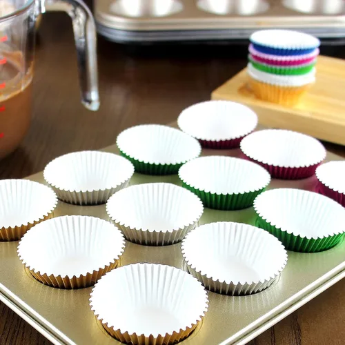 Vista 4 de Mini Foil Cupcake Liners Muffin Paper Baking Cups 300 Pcs (negro)