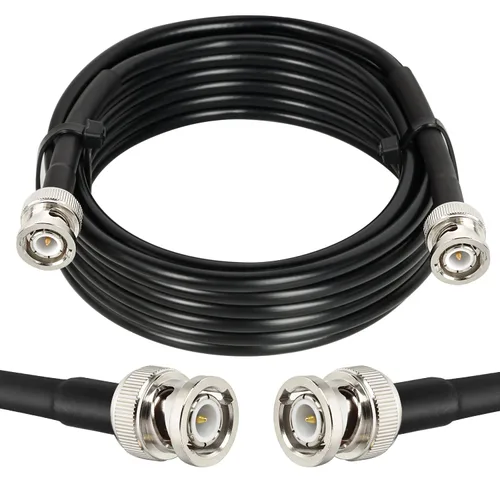 Vista 23 de MOOKEERF Cable BNC - 1 pie 2 piezas RG58 50 ohm macho a macho cables coaxiales de extensión BNC de baja pérdida para antenas, radios RF, módems