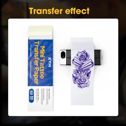 Vista 5 de KVM A5 Mini tatuaje plantilla papel de transferencia 50 hojas para mini