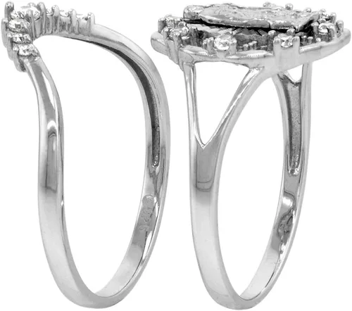 Vista 4 de 2 piezas de plata de ley micropave CZ Guadalupe anillo para mujer corte diamante Halo Split Shank 58 pulgadas tamaño 6-9