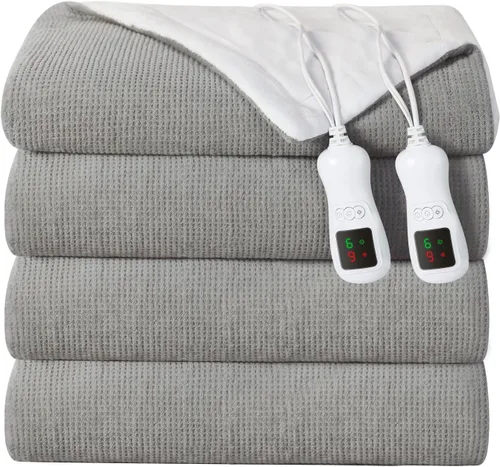 Vista 10 de Manta térmica eléctrica, calentador de manta lavable para el hogar para adultos, calentamiento rápido, franela suave súper acogedora de 50 x 60