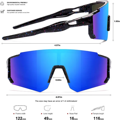 Vista 4 de SEKKAF Gafas de sol de béisbol juveniles para niños, gafas de sol deportivas para niños y niñas, gafas de softbol para ciclismo, protección UV400