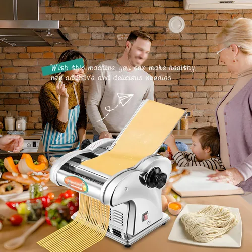 Vista 7 de Newhai Máquina eléctrica para hacer pasta, máquina para fabricar fideos familiares, rodillo de masa de 0.098 in, espagueti, 0.157 in de ancho, 0.354