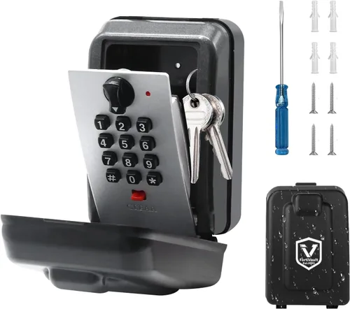 Vista 9 de Caja de seguridad flexible de acero para Airbnb, caja de bloqueo de bienes raíces de combinación de 12 dígitos para llaves con código, resistente a