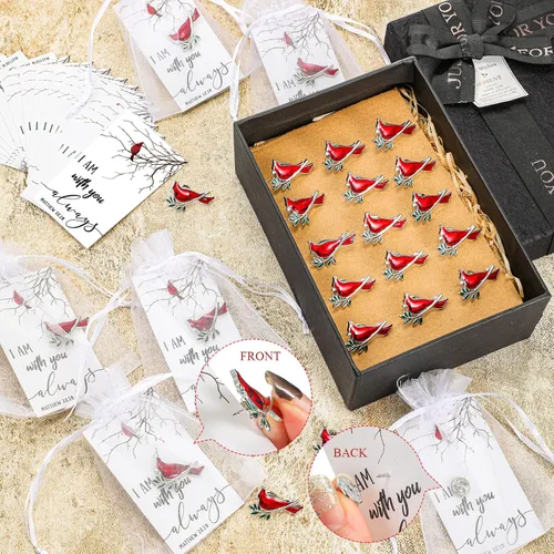 Vista 5 de Geosar Juego de 50 alfileres de cardenal conmemorativo, juego de fichas de bolsillo funerarias, guardián de bolsillo, alfileres cardenales caídos