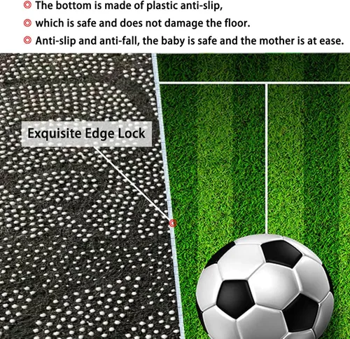 Vista 8 de Alfombra de campo de fútbol infantil de 2 x 3 pies para dormitorio de niños, alfombra de campo de fútbol verde antideslizante, alfombra