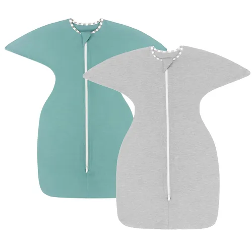 Vista 17 de PuppyPaws - Saco de dormir para bebé, 1.5 TOG, envolvente de transición con mangas largas con brazos hacia arriba y puños de manoplas, saco de Verde