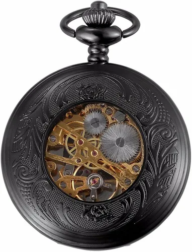 Vista 3 de Carrie Hughes Mens Vintage Mechanical Pocket Watch with Chain Dad Gift Grandpa Gift