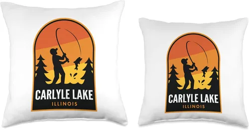 Vista 3 de Carlyle Lake IL Merch Carlyle Lake Illinois - Almohada de pesca, 16 x 16 pulgadas, multicolor