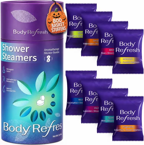 Vista 10 de Shower Steamers - Paquete de 8 rellenos de calcetines de aromaterapia para Navidad Citrus Sunrise