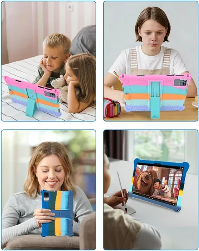 Vista 8 de DETUOSI Funda de silicona para tablet Okaysea de 10,1 pulgadas con lápiz stylus y correa para el hombro, funda con soporte multiángulo, funda suave