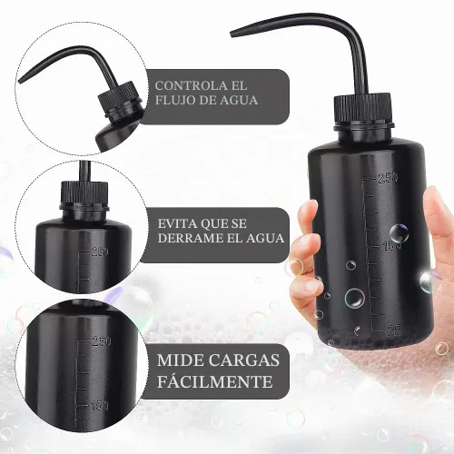 Vista 3 de Juego de 3 brochas de champú para pestañas, color negro Botella negra+cepillo de nariz negro