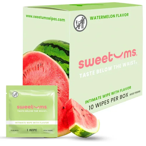 Vista 10 de Toallitas femeninas Sweetums para mujeres, envueltas individualmente - Toallitas íntimas con sabor y pH equilibrado - Paquete de 10 (cereza)