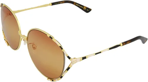 Vista 2 de Gucci GG0595S - Gafas de sol para mujer color dorado marfil negronaranja sombra 5917135 Color dorado mezcla de rayas 59