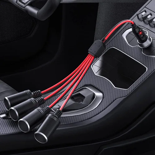 Vista 7 de ELECTOP Adaptador divisor de encendedor de cigarrillos de automóvil de 1 a 4, puerto de cargador de alimentación, adaptador de enchufe de 12 V 24 V