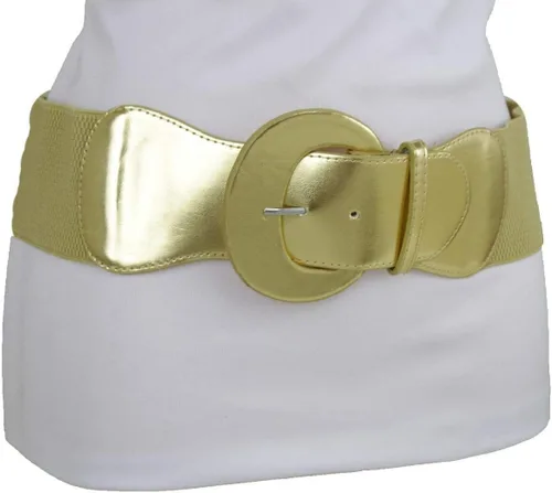Vista 11 de TFJ - Cinturón ancho para mujer, cintura elástica, cintura alta, color dorado, hebilla grande