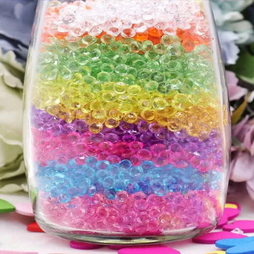 Vista 3 de 10000 cristales acrílicos con diamantes de confeti dispersos para boda, mesa de dispersión de boda, decoración del hogar, relleno de jarrón