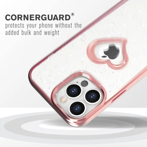 Vista 3 de VENA vLove - Funda transparente con purpurina compatible con Apple iPhone 13 Pro Max (6.7 pulgadas), diseño en forma de corazón