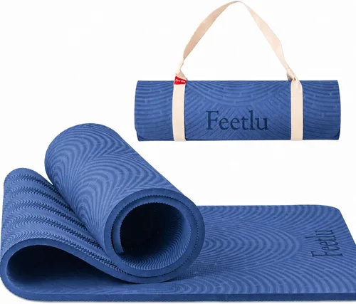 Vista 8 de Extra Thick 12mm Exercise Mat, 74" x 26", Non-Slip with a Yoga Strap