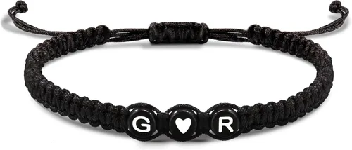 Vista 24 de Pulseras con iniciales para mujeres y hombres, regalos para novia, novio, pulseras de letras "I Love You", regalos para ella, él, mejor amigo