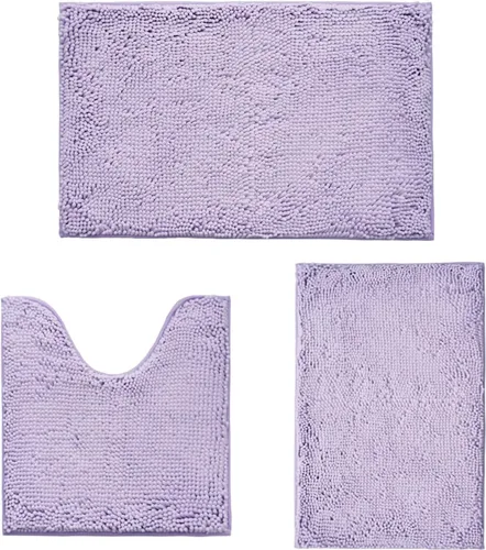 Vista 47 de Juego de alfombras de baño de 2 piezas, súper absorbente suave, gruesa, lavable en lavadora, alfombra de baño de chenilla antideslizante, alfombra