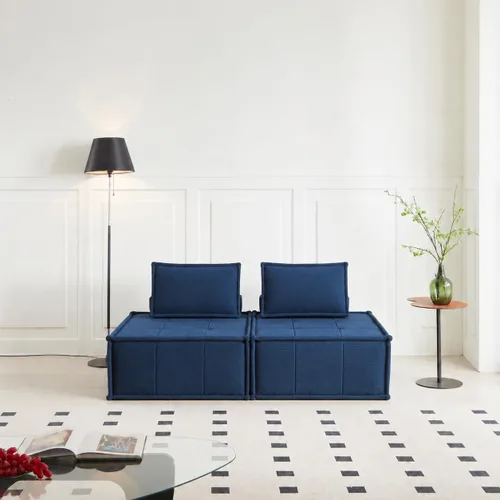 Vista 3 de Swbvs Sofá modular de 2 piezas, sofá de piso sin brazos, sofá de espuma comprimida sin montaje para sala de estar y apartamento