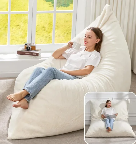 Vista 33 de Hobestluk Adult Bean Bag Chair 3 in 1 Convertible Large Bean Bag Sofa Ash Grey
