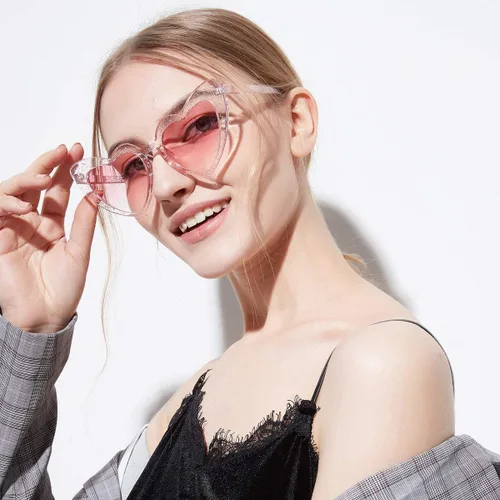 Vista 6 de boqopod Clout Heart Shaped Sunglasses Goggles Vintage Cat Eye Mod Style Retro Kurt Cobain Glasses