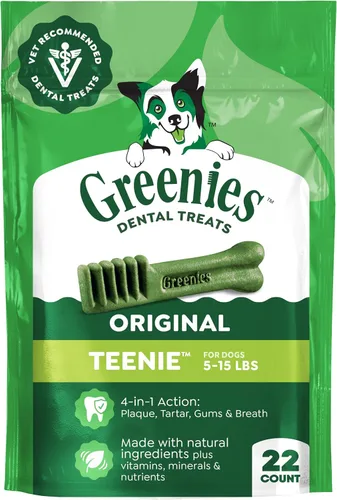 Vista 13 de Golosinas dentales para perros recomendadas por veterinarios, tamaño Teenie, sabor original, Greenies, 3 onzas, paquete de 11