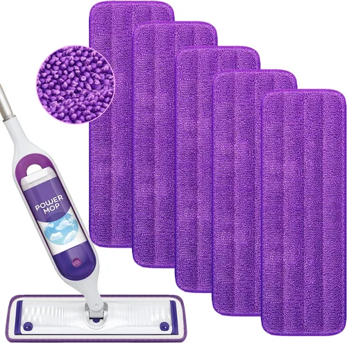 Vista 9 de Reusable Power Mop Refills Pads Compatible with Swiffer PowerMop Paquete de 4 (morado)