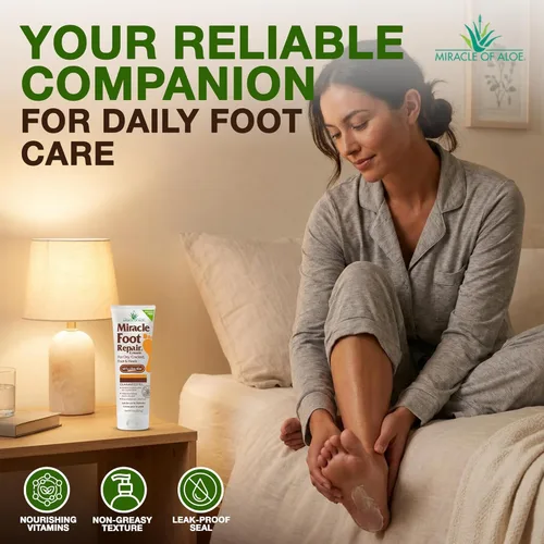 Vista 4 de Miracle - Crema reparadora de pies, 8 onzas + 1 onza Miracle Hand Repair, lociones curativas de aloe vera para manos y pies secos y agrietados