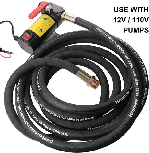 Vista 2 de Hromee Manguera de transferencia de combustible, manguera de bomba de 3/4 pulgadas x 20 pies con accesorios de extremo macho de 3/4 y 1 pulgada