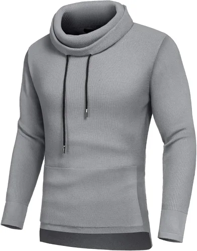 Vista 3 de COOFANDY Mens Slim Fit Turtleneck Long Sleeve Cowl Neck Ribbed Pullover Sweaters