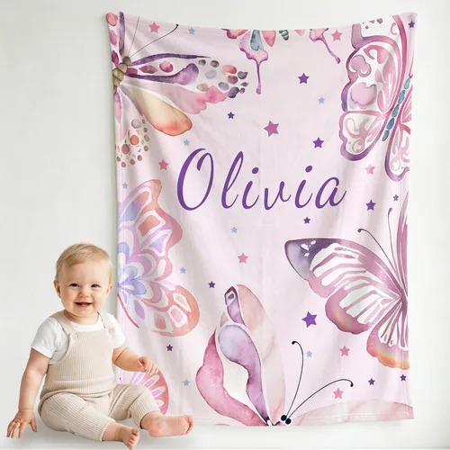 Vista 13 de Pindola Manta con nombre personalizado para bebés, adultos, niñas, niños, mujeres y hombres, diseño de manta con monograma personalizada, regalos