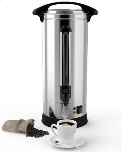 Vista 8 de Cafetera comercial de 100 tazas, [preparación rápida] [acero inoxidable de grado alimenticio] Urna de café grande perfecta para iglesia, salas