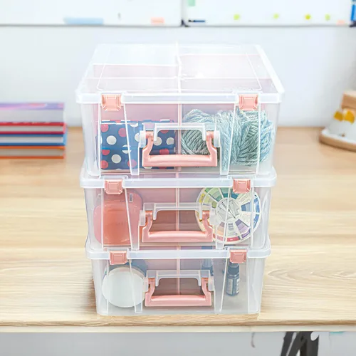 Vista 9 de ArtBin 6990RK Super Semibolsa Doble Profunda, Organizador Portátil de Arte y Manualidades con Asa, [1] Estuche de Almacenamiento de Plástico Acentos