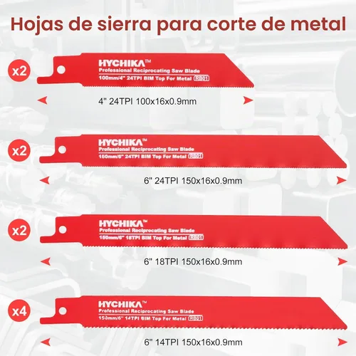 Vista 3 de HYCHIKA - Juego de hojas de sierra recíproca de 32 piezas, hojas de sierra de corte de madera de metal con estuche organizador
