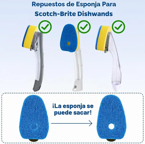 Vista 3 de Recambios de cepillo de esponja para Scotch-Brite Dishwand - 10 unidades Azul-10pack