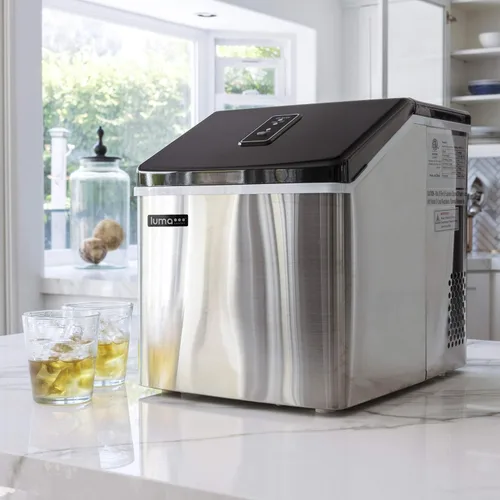 Vista 9 de Luma Clear Cube Ice Maker Máquina Portátil de Hielo para Encimera Primeros Cubos en 15 Minutos, 40 Libras de Hielo en 24 Horas Diseño de Acero