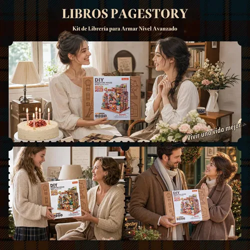 Vista 8 de Rolife Librería DIY Kit de casa de muñecas en miniatura, regalo creativo