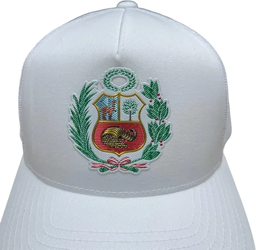 Vista 4 de PeruCoUSA Gorra Peru Escudo - Gorra de malla de camionero ajustable - Gorras de Peru