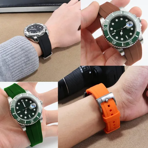 Vista 6 de YISIWERA Correa de reloj de silicona de alta calidad con extremos curvados universales de goma para hombres y mujeres de 0.709in, 0.787in, 0.866in