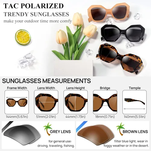 Vista 5 de MARE AZZURO Gafas de sol polarizadas de gran tamaño para mujeres y hombres, para conducir, pesca, deportes, protección UV400, para fiesta, playa, sol