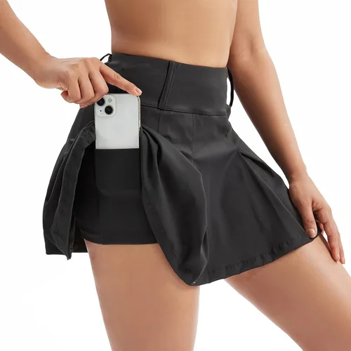 Vista 3 de Blaosn Faldas de tenis fluidas para mujer, para entrenamiento, atletismo, golf, faldas plisadas, con pantalones cortos, cintura alta, ropa linda